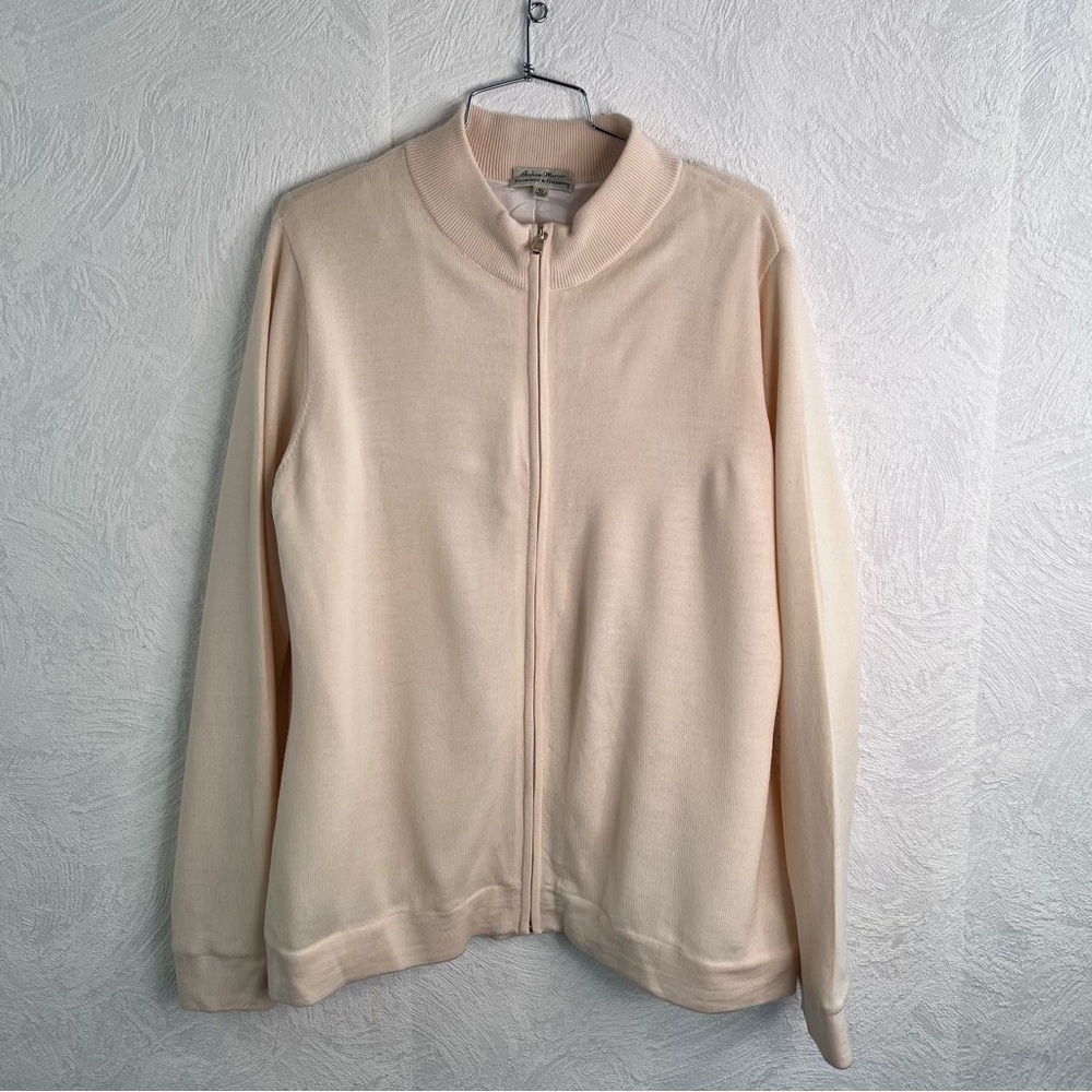 Fairway & Greene Abbey Merino Windsweater Cream Zip-Up Jacket Size X-Large